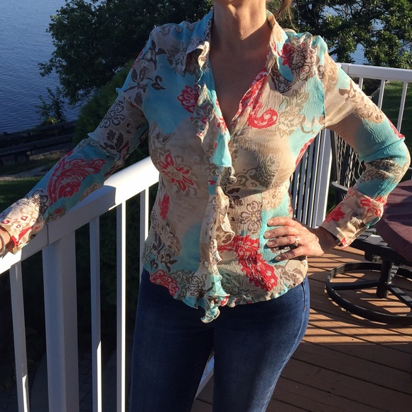 🌷 ESCADA Sport Silk Blouse, Size 42 - Picture 3 of 8